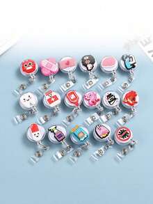 10 Stück einziehbare Krankenhausausweis-Halterungen, süße Cartoon-Schlüsselanhänger-Lanyards, zufälliger Stil Halloween Accessoires Lehrertag Weihnachtsgeschenkideen - Verschiedenfarbig - Übersicht 2