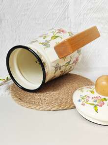 1pc 1.2L Enamel Coffee Pot, Floral Pattern Stovetop Teapot, Suitable For Gas & Electric Stove, Home & Outdoor Coffee/Tea Maker, Suitable For Household, Restaurant, Gatherings, Parties, All Seasons