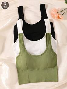 3pcs/Set Women's Breathable Wireless Sports Bras - Multicolor - View 1