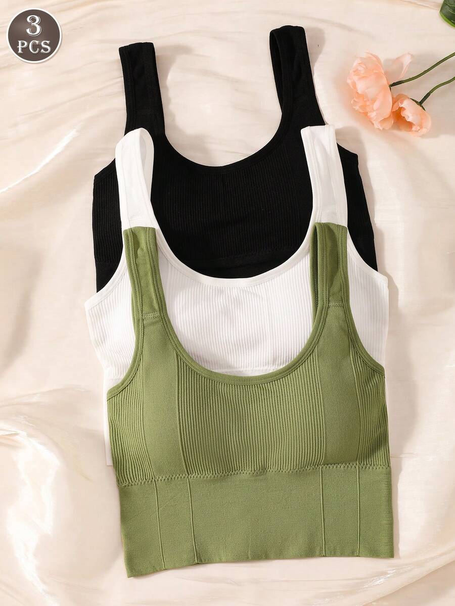 3pcs/Set Women's Breathable Wireless Sports Bras - Multicolor - View 1