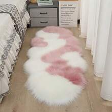 1pc Bicolor Asymmetrical Plush Bedside Rug, Soft & Skin-Friendly Carpet, Multipurpose For Living Room, Bedroom, Music Studio, Game Room, Closet Decor, Comfortable Home Decor, Modern Ins-Style Decorative Carpet, Living Room Rug, Sofa Seat Rug, Area Small Rug, Creative Versatile Home Decor Rug, Large Size Living Room Rug, Bedroom Rug, Room Decor Christmas Decor Kitchen Rug