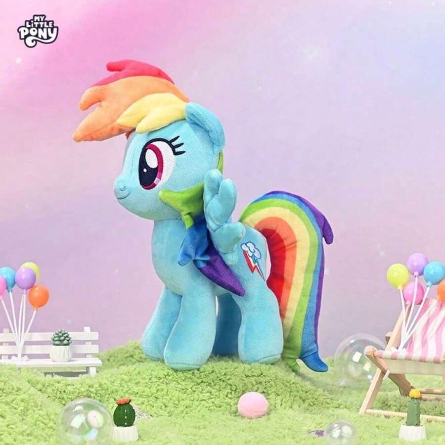 Hasbro Hasbro 我的小马驹毛绒娃娃 - 暮光闪闪公主款，闪亮独角和彩虹鬃毛，柔软舒适，适合女孩，节日礼物，适合3岁以上儿童，官方授权角色 - 彩虹破折號 - 查看 1