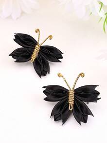 2PCS Black Butterfly Hair Clipfor Girls Solid Color Crocodile Clip, Suitable For Daily Decoration, Teens Hair Accessories - Black - View 6