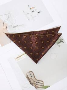 1pc Fashionable & Versatile Men's Plaid Floral Pattern Pocket Square Handkerchief, Suit Accessory Suitable For Party, Banquet And Daily Wear