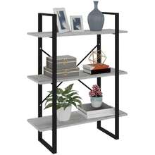 Libreria Larryhot Sonoma grigia 80x30x105 cm Legno ingegnerizzato, resistente e durevole, facile da montare, stile decorativo, adattA, Per riporre soprammobili, statuette, libri, piccoli oggetti, ecc. - Grigio - Visualizzare 4