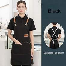 [Durable Apron] Multi-Pocket Apron | 1pc | Polyester Blend | Adjustable Strap | Coffee Bars, Restaurants | Stylish Workwear | Durable - màu đen - Xem 1