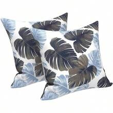 Outdoor/Indoor Throw Pillows, 18x18 Square Pillows With Inserts Bed, Couch, Sofa & Patio Furniture (Set Of 2, Monstera Blue), Decorative Pillows - 龜背竹藍 - 查看 1