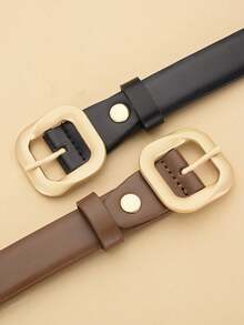 1/2pcs New Women's Belt Simple Square Hollow Needle Buckle Design Belt Women's Fashion Commuter Pants Belt With Jeans Dress