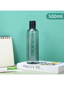 1 pieza Botella de agua con escala de tiempo, taza simple para mujer, transparente y de alta apariencia, taza de agua portátil casual para mujer, esencial para viajes - Multicolor - Ver 12