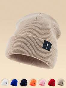 1pc Outdoor Casual N86BROOKLYN Logo Knitted Beanie Hat, Multiple Colors, Warm Winter Skull Cap Fall Outfit