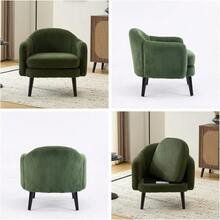 30.3" Wide Modern Barrel Accent Armchair With Track Armrest Solid Wooden Legs Comfy Upholstered Club Chair Round Single Home Sofa For Living Room Bedroom Reading Room Corduroy Green - 燈芯絨綠色 - 查看 2