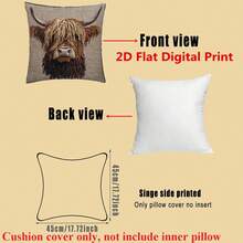 1 pieza Funda de cojín de terciopelo de poliéster melocotón con estampado de burro sonriente de acuarela caprichosa, sin bordado, estilo rústico, con cremallera, lavable a máquina, para decoración de sofá y cama, sin relleno, 45x45cm