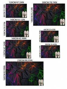 1pc Neon Gaming, Cyberpunk Style Vibrant Multicolor Geometric Pattern Bathroom Mat, Decorative Floor Mat Carpet Room Decor Bathroom Accessories Back To School Entryway Decor Bathroom Kitchen Decor - Multicolor - View 12