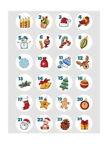 4pcs Red Number Stickers, Christmas Countdown Office & School Supplies Party Gift Seal Sticker - Red - View 30