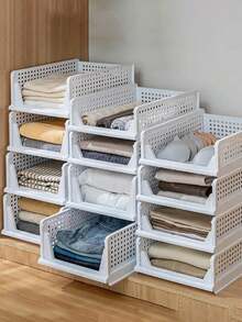 2 Pieces Foldable Plastic Storage Box Set, Stackable Drawer Baskets For Wardrobes, Cabinets, Kitchens, Bathrooms, And Offices - Versatile Storage Boxes For Home, Kitchen, Bathroom, And Office Use