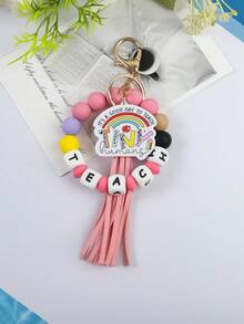 1pc Back To School TEACH Beaded Acrylic Charm Tassel Keychain / Bag Pendant, Teacher's Day Gift Christmas - Multicolor - View 26