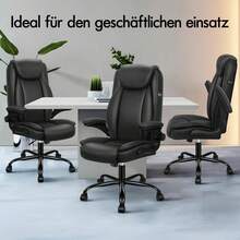 ALFORDSON Massage Office Chair, Computer Chair, Faux Leather Desk Chair, 150 Kg Load Capacity, 90-135° Backrest, Height-Adjustable Ergonomic PC Chair, Black - Black - View 10