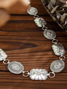 1pc Retro Floral Pattern Waist Chain, Punk Personalized Metal Waist Belt For Men, High-End Suitable For Party, Streetwear, Daily Wear (Random Waist Chain Pendant)