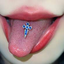 Titanium Steel Cross Tongue Piercing, Sexy Tongue Ring, Halloween Tongue Jewelry, Piercing Accessory - Pointed Cross Tongue Nail - View 2