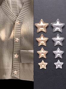 10pcs/Set Metal Five-Pointed Star Buttons, Versatile Decoration For Women's Shirts, Cardigans, Coats, Sweaters, Suits, Uniforms, DIY Crafts, Bouquets, Shoes, Hats, Sewing & Household Tools Accessories - Multicolor - View 2