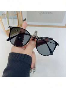 1 Piece Fashion Women's Round Frame Glasses Simple Korean Style Black PC Material Minimalist Non-Prescription Glasses 2026 Mother's Day Best Mom Sentimental Heartfelt Unique Thank You Mom Surprise Gift For Mom Grandma Mum Mommy Perfect For Daily Casual Wear - 黑色框架 - 查看 4