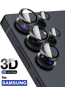 1 Set de Protector de Lente de Cámara Compatible con Samsung Galaxy S25 S24 S23 S22 Ultra S25 S24 Plus S23+ S24 FE S23 FE A17 A07 A56 A36 A26 A16 A15 A25 A35 A55 A14 A24 A34 A54, Ultra HD 9H Vidrio Templado con Anillo de Metal Individual, Fácil Instalación, Anti-Arañazos, Compatible con Carcasas