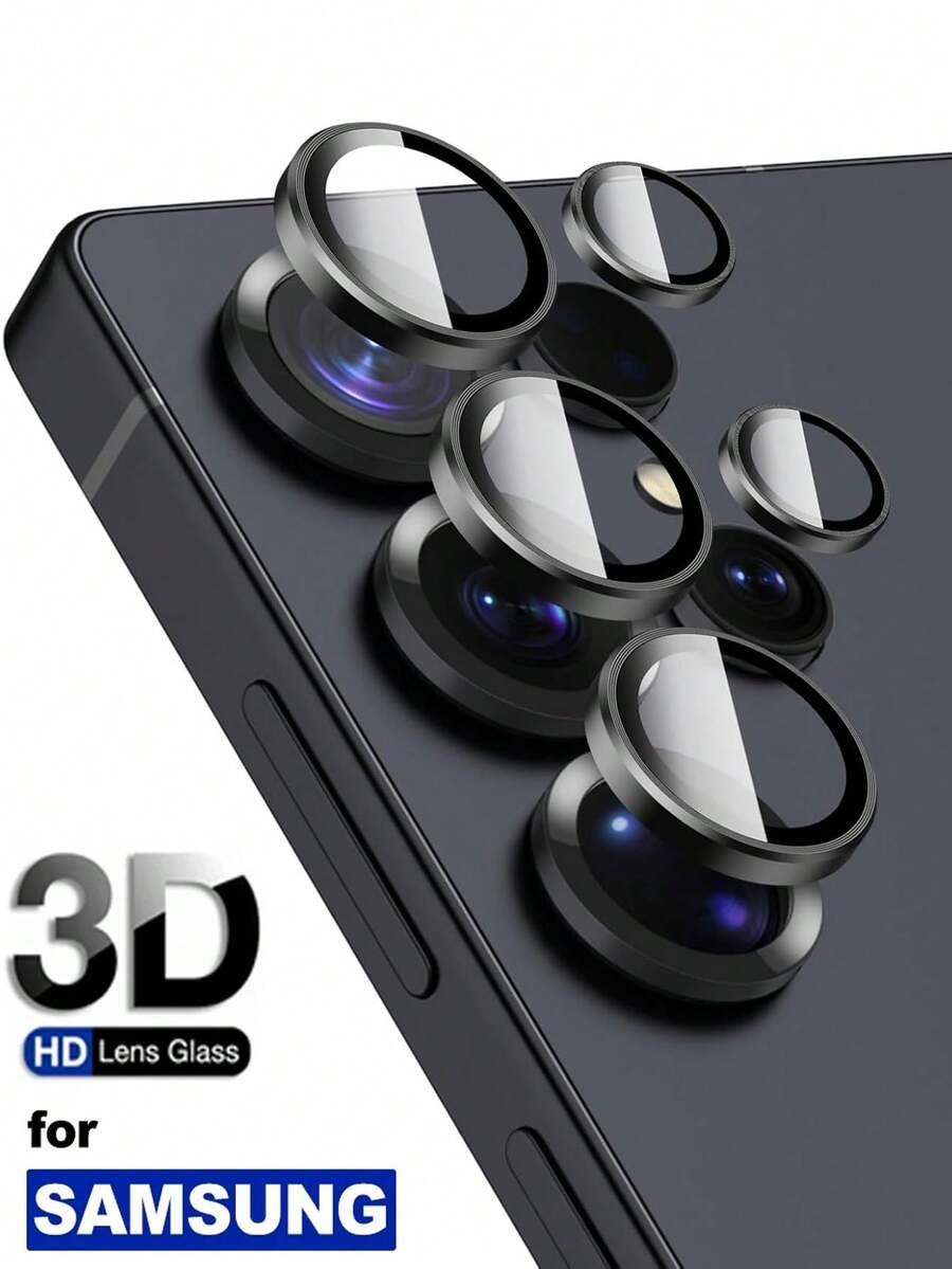 1 Set de Protector de Lente de Cámara Compatible con Samsung Galaxy S25 S24 S23 S22 Ultra S25 S24 Plus S23+ S24 FE S23 FE A17 A07 A56 A36 A26 A16 A15 A25 A35 A55 A14 A24 A34 A54, Ultra HD 9H Vidrio Templado con Anillo de Metal Individual, Fácil Instalación, Anti-Arañazos, Compatible con Carcasas