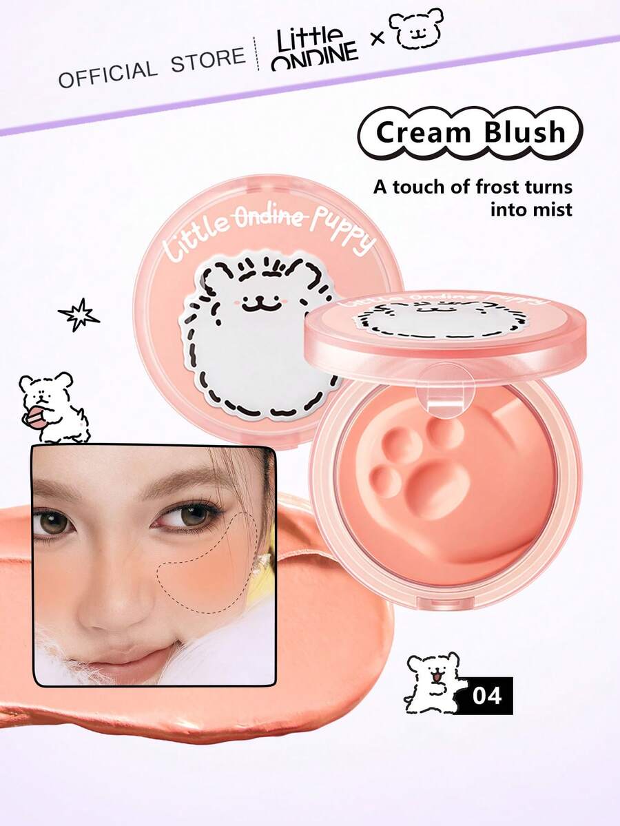 Little Ondine Phấn má hồng dạng kem 04, hiệu ứng trang điểm tự nhiên, căng mọng, dễ tán, không vón cục, dưỡng ẩm và làm đầy đặn da, lâu trôi, đa năng: có thể dùng cho má, môi, mắt, phiên bản hợp tác, bao bì tinh tế, lựa chọn quà tặng hoàn hảo.