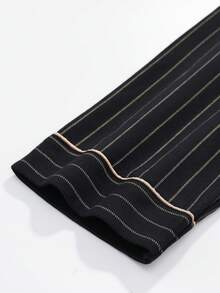 男士条纹睡衣套装，纯棉长袖上衣和长裤，透气吸汗，适合春秋季和秋冬季穿着。 - 黑色 - 查看 7