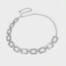 1件女士金色条纹方形身体链，时尚百搭，可搭配连衣裙、裤子和西装，适合日常、晚宴、婚礼、暑期学校、秋季、万圣节等场合。