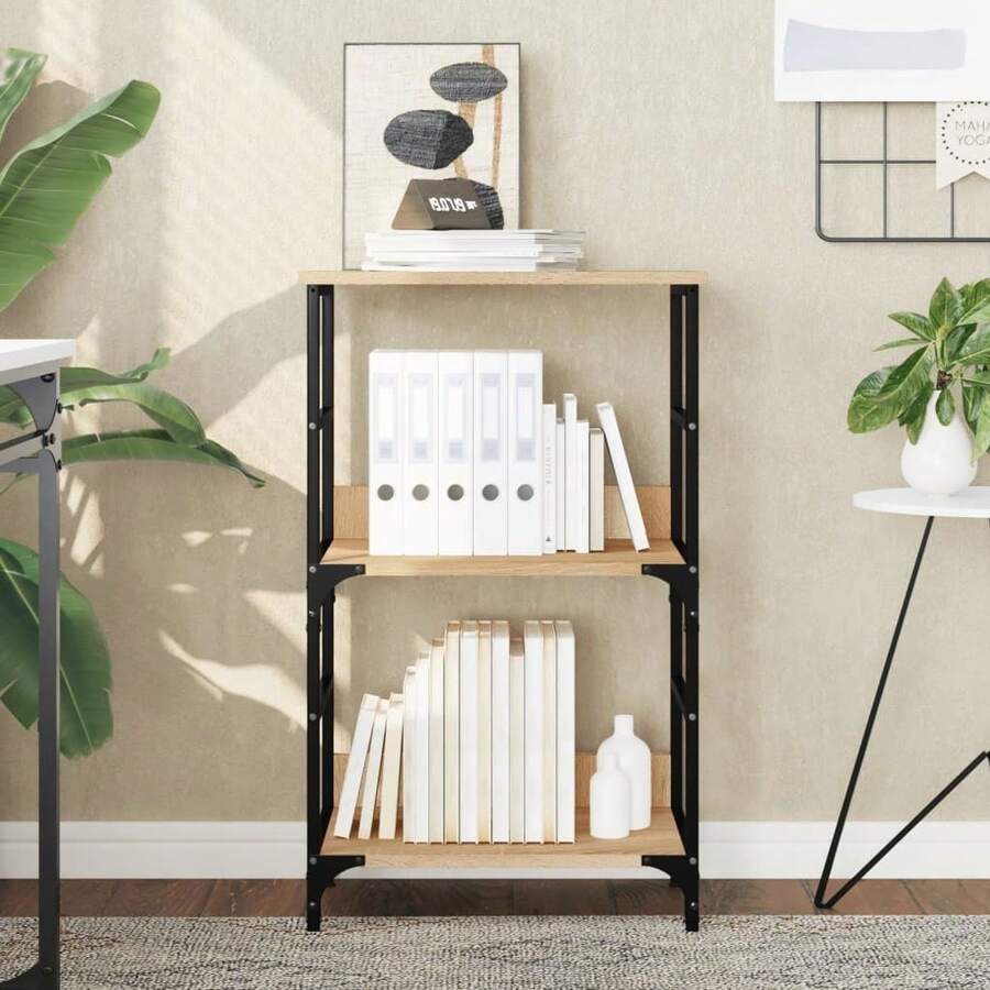 Libreria Larryhot in rovere Sonoma 50x33x82 cm Legno ingegnerizzato, resistente e durevole, facile da montare, stile decorativo, adattA, Per riporre soprammobili, statuette, libri, piccoli oggetti, ecc. - Castano - Visualizzare 1