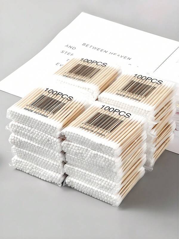 100/200/300/400pcs High Quality Double-Headed Cleaning Swabs, Salon Cleaning Swabs, Cosmetic Wooden Cleaning Swabs, Beauty And Personal Care Cleaning Swabs, Round Disposable Ear Cleaning Swabs, Makeup Pad Swabs Suitable For Ear And Nose Cleaning, Multipurpose Beauty And Cleaning Tool, High Quality Beauty Tool, Cleaning Eyeliner, Nail Polish, Suitable For Makeup And Personal Care, Multifunctional Beauty Tool, Makeup Tool, Cleaning Tool, Cleaning Swabs For Home Cleaning, Makeup Removal, Ear Cleaning, Outdoor Care Tool