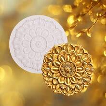 1pc Multifunctional Circular Flower Silicone Mold - Suitable For Handicrafts, Artistic Resin Silicone Mold - Light Grey - View 8