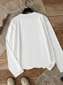 宽松长袖 T 恤，女士休闲汗衫