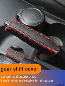1pc Leather Gear Shift & Handbrake Cover Set, Anti-Slip Wear-Resistant Car Interior Accessories,Car Accessories - one-size - View 12