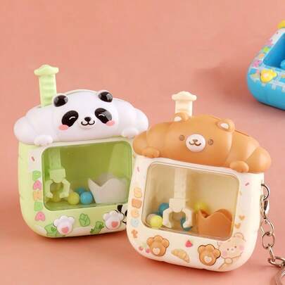 Creative Cartoon Claw Machine Design Mini Cute Keychain Pendant, Funny Cute Mini Claw Machine Keychain, Kids Doll Small Plush Doll Hanging Accessory