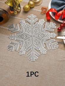 1 pièce Napperon de Noël en forme de flocon de neige en PVC rouge, tapis de table thème Joyeux Noël, tapis isolant thermique en forme de flocon de neige, tapis de table décoratif de cuisine, tapis de table pour repas à l'occidentale, décoration de Noël, décoration de table à manger, décoration de fête de Noël