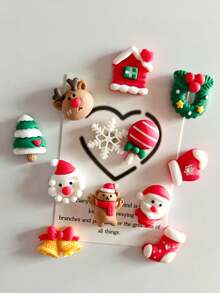 6/12pcs Christmas Themed 3D Cute Santa Claus Magnetic Fridge Stickers, Decorative Wall Stickers, Gifts - Multicolor - View 7