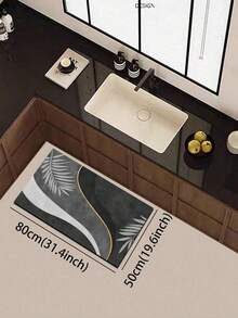 1 tấm thảm nhà bếp bằng gel silica có họa tiết lá và đường cong trang trí, tông màu đen và xám với điểm nhấn màu vàng, thiết kế nghệ thuật tối giản hiện đại, thảm nhà bếp chống mỏi có đệm, vải bề mặt, lớp xốp thấm hút ở giữa, đế cao su chống trượt, thảm nhà bếp trang trí Giáng sinh dày khoảng 3mm - Nhiều màu - Xem 5