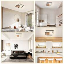 Luz de techo LED para cocina - Blanco cálido 3000K, lámpara de techo de madera moderna de 12W, diseño cuadrado negro para cocina, sala de estar, dormitorio, pasillo y comedor