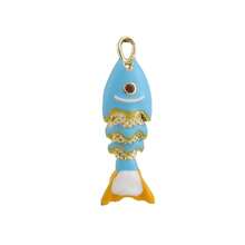 1pc Fashionable Colorful Enamel 3D Swinging Fish Pendant, Versatile DIY Bracelet, Necklace, Earring, Bag Charm Accessory