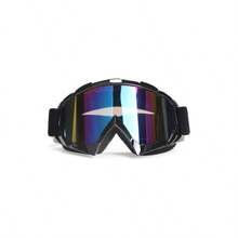 Gafas de motocicleta, gafas de motocross, gafas a prueba de viento y polvo para ATV, gafas de carreras resistentes a los arañazos, gafas de esquí, gafas de protectoras con marco de resina de PU negro y lentes de colores - Marco negro + lente de color - Ver 1
