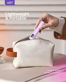 Lámpara UV portátil Melodysusie para uñas de gel, Lámpara para uñas inalámbrica ART01R recargable con pantalla LCD, cubierta protectora para los ojos, secador de uñas con curado flash para decoración con rhinestones y bricolaje en casa - Morado - Ver 3