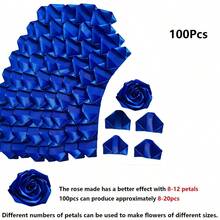300 片预制缎带玫瑰花瓣半成品，适用于永生玫瑰 DIY 永久花束，永生花艺，玫瑰花瓣缎带花瓣，适用于结婚周年纪念日生日母亲节 - 寶藍色 - 查看 9