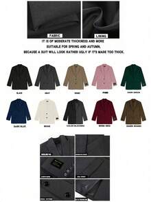 Women's Brown Casual Loose Blazer Jacket With Letter Print, Notched Collar, Single-Breasted, Long Sleeve, Suitable For Banquet, Wedding, Festival, Party, Halloween, Christmas And Other Occasions