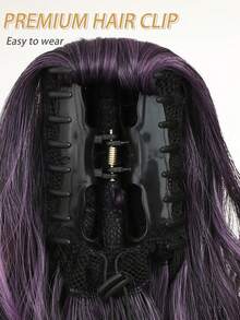 Tóc giả đuôi ngựa dài 24 inch, màu tím ombre, kiểu gợn sóng, chất liệu tổng hợp chịu nhiệt, phù hợp cho phụ nữ dự tiệc và sử dụng hàng ngày. - Màu tím ombre - Xem 7