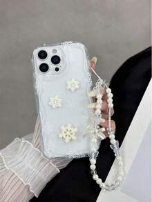 DIY奶油纹理波浪边亮油雪花雪人彩绘装饰防震手机壳，配手工串珠手链配件，兼容 17 Pro/17 Air/17/17 Pro Max/16/11/16 Pro/16 Plus/16 Pro Max/16 e/15 Pro Max/13/14/12/XS/XR/7G/8ung，Galaaomi兼容Redmi，国际版，非国内版 - 彩色 - 查看 1