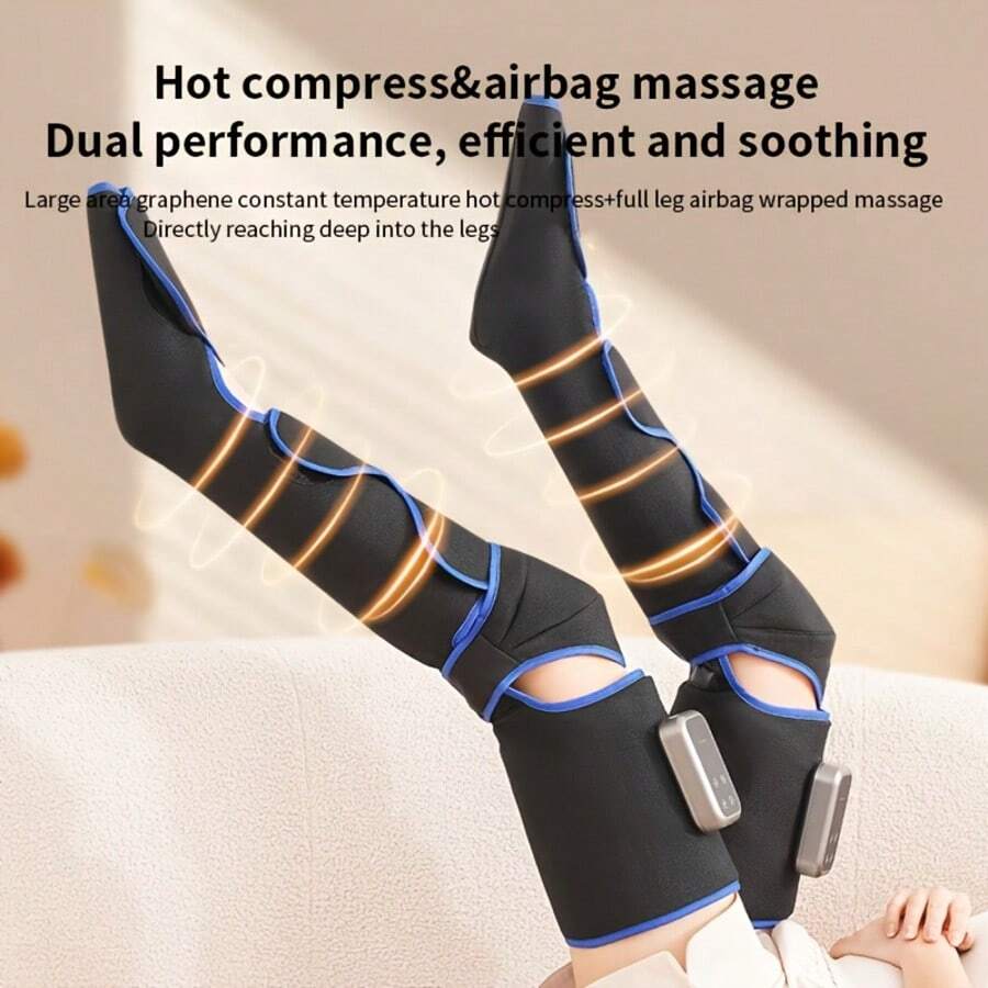 1PC Wireless Charging Full Leg Massager With Heating And Vibration - 4 Modes, Large Screen Display, Soft Fabric, Breathable Design, Suitable For Calves, Thighs, Knees, Ankles And Soles - Perfect Gift For Both Men And Women, Muscle Recovery Tool | Stylish And Modern Massager | Soft And Breathable Fabric, Mother's Day Gift, Father's Day Gift, Gift For Mom On Mother's Day