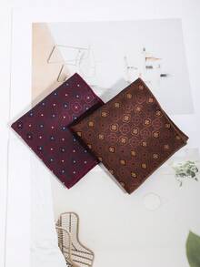 1pc Fashionable & Versatile Men's Plaid Floral Pattern Pocket Square Handkerchief, Suit Accessory Suitable For Party, Banquet And Daily Wear