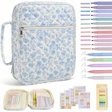 Bible Cover Case &Study Supplies Accessories For Women Large Bible Cover With Durable Handle Quilted Bible Carrying Case For Girls Bible Study Supplies Accessories Bible Study Supplies Bible Journaling Kit Pink Book Carrying Case With Bible Highlighters, Mothers Day Christian Gifts For Women - Autumn Butterfly Bloom - 查看 2